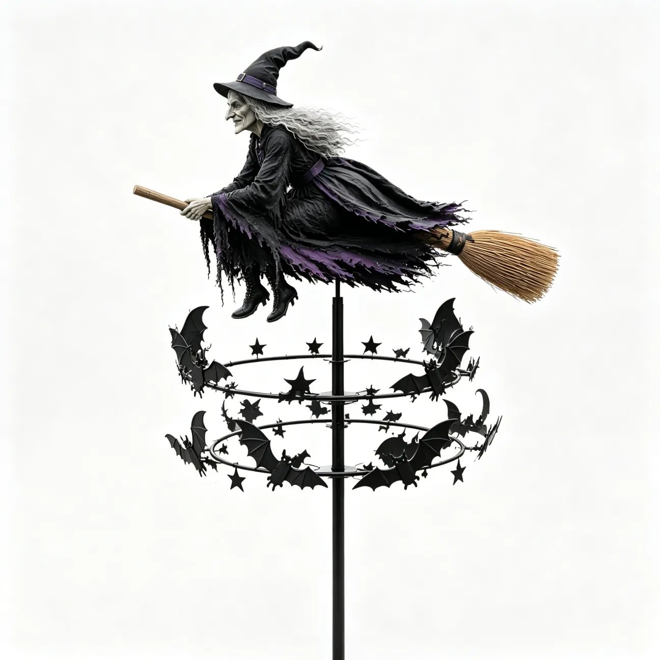 🧙♀️ Enchanted Witch Garden Wind Spinner – Where Witches Fly and Bats Dance