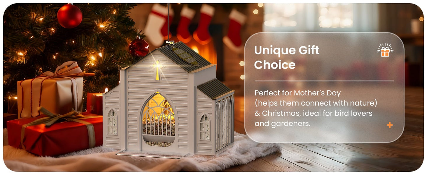 🔥✝️Church-Shaped Metal Solar Bird Feeder(✨Same as in the video)