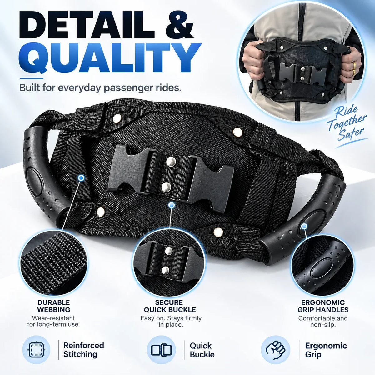 ๐ฅ Ride With Confidence โ Dual Grip Passenger Belt For Kids & Rear Riders