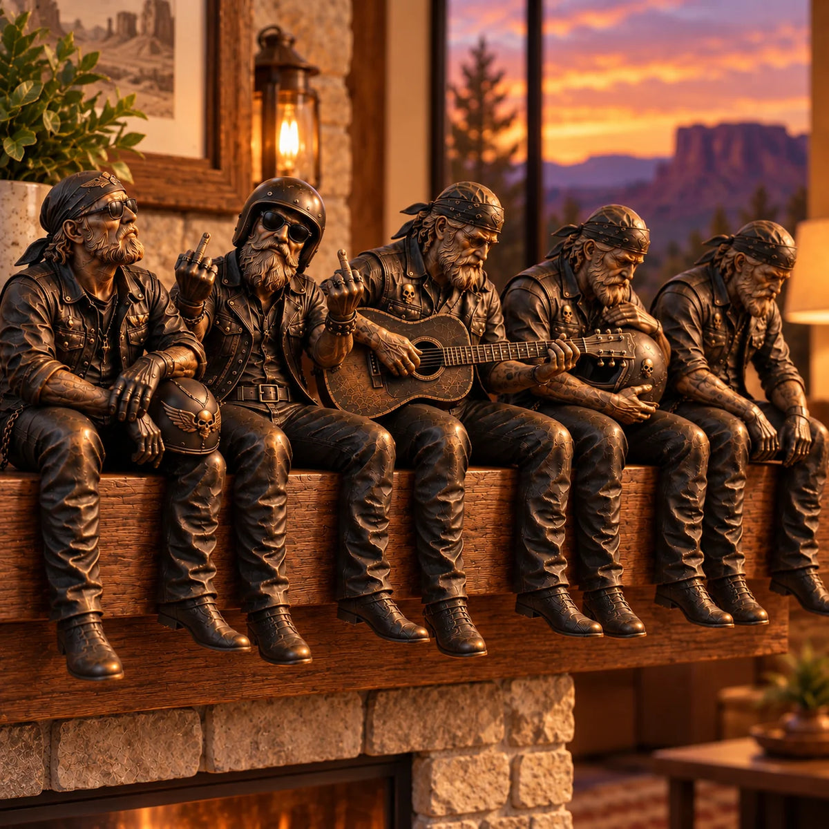 🔥HOT SALE-Old Biker Soul Shelf Sitter Collection – Rustic Motorcycle Rider Figurines For Men