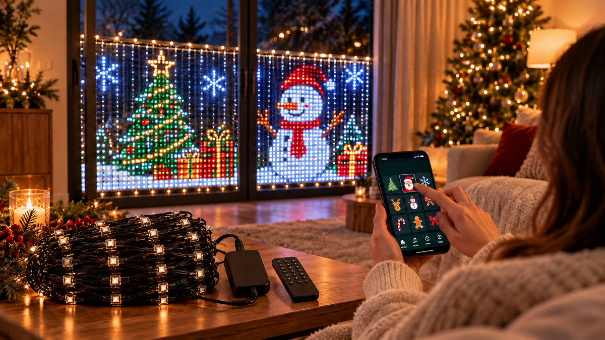 Animated Christmas LED Curtain Lights A Window Full of Christmas 🎄✨