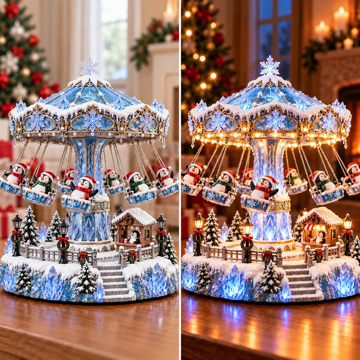 🎄 Christmas Sale 50% Off! 🐧 Penguin Winter Swing Carnival™ – Light-up Rotating Christmas Decoration ❄️✨