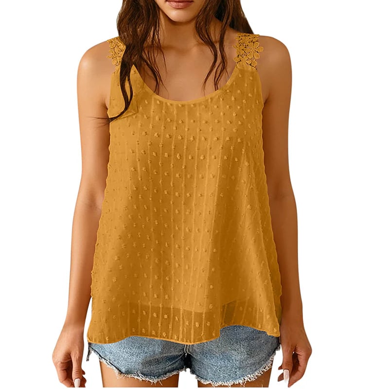 ๐โฐ Elegant Dot Lace Strap Tank Top โ Soft & breathable โ Delicate lace straps, flattering fit โ perfect for layering or summer chic ๐ธ