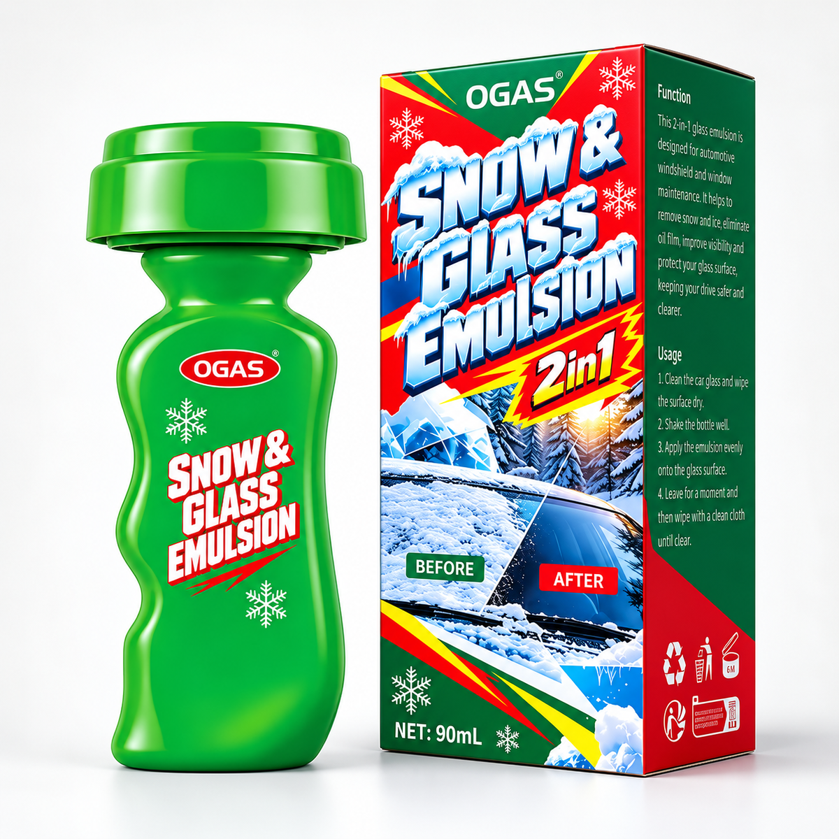 🔥HOT-🚗2-in-1 Snow & Glass Cleaner – Winter Windscreen Care with Built-In Applicator❄️