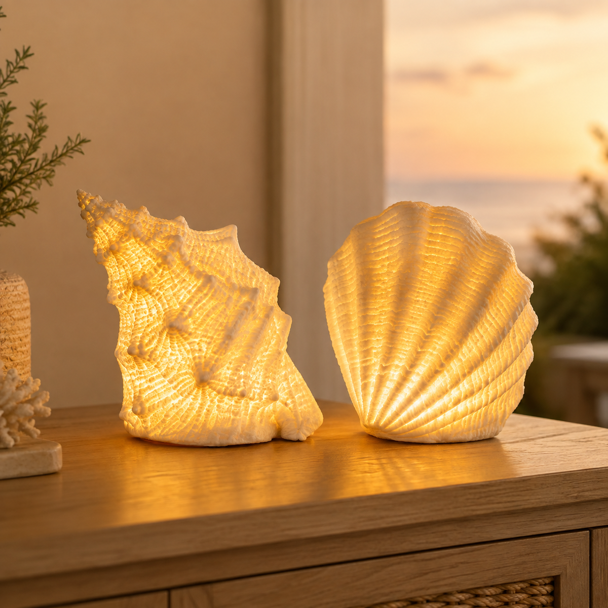 🐚Coastal Afterglow Shell & Conch Light Set