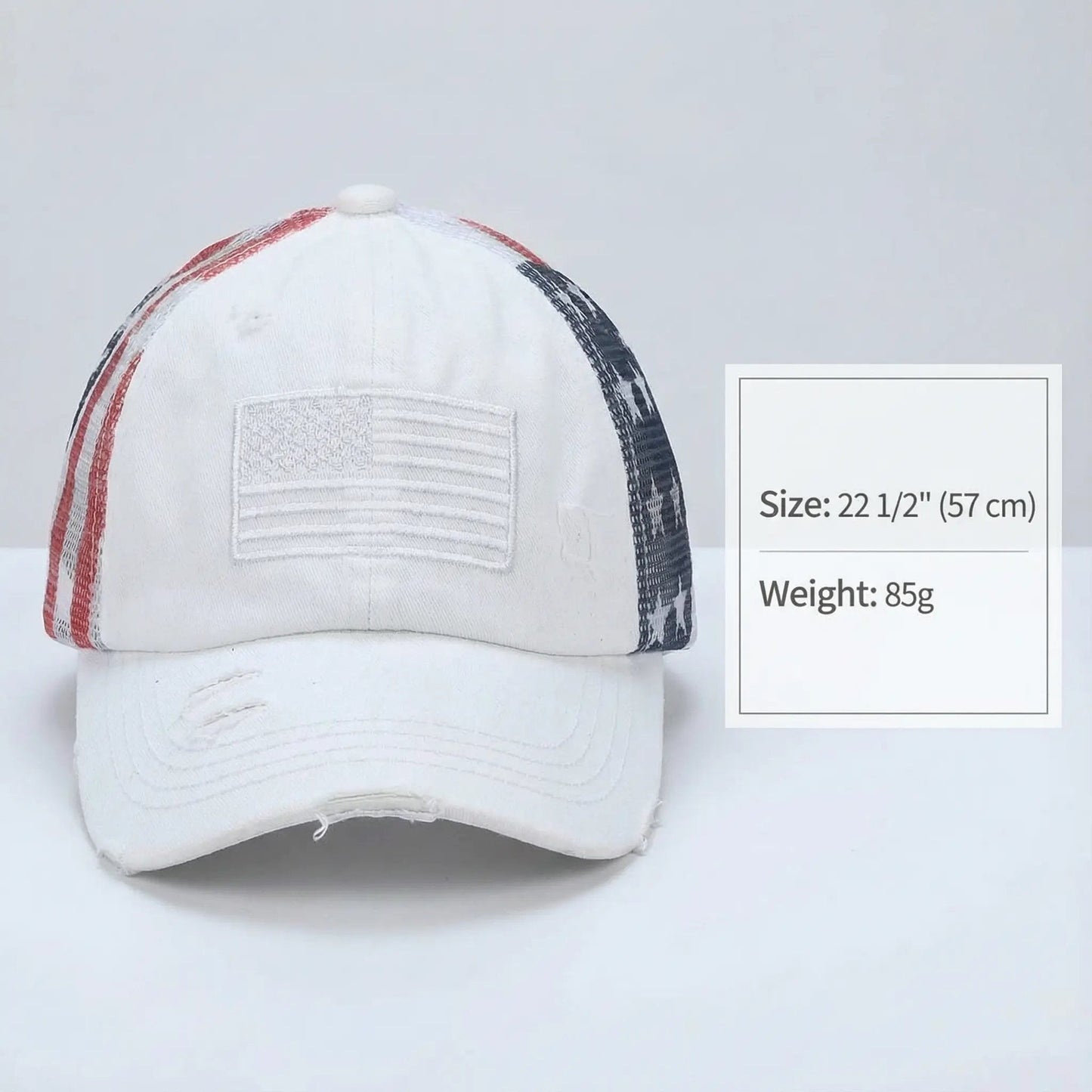C.C Patriotic Criss-Cross Ponytail Baseball Cap | American Flag Mesh Back Ponytail Hat