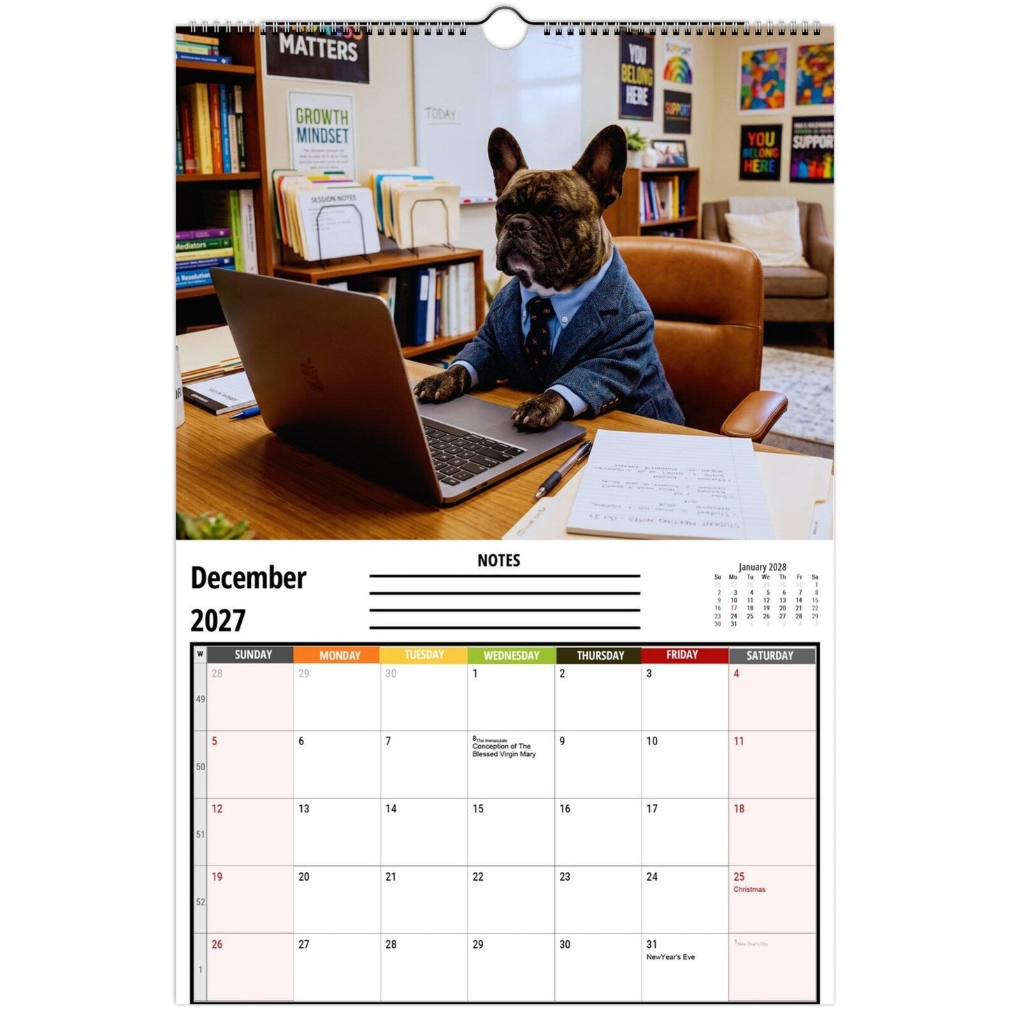 πΆ Funny French Bulldogs Wall Calendar 2027