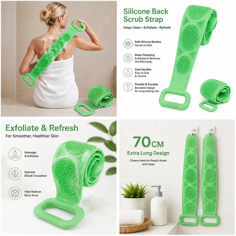 🔥HOT SALE 48% OFF🔥Long Silicone Shower Back Scrubber Exfoliating Bath Strap