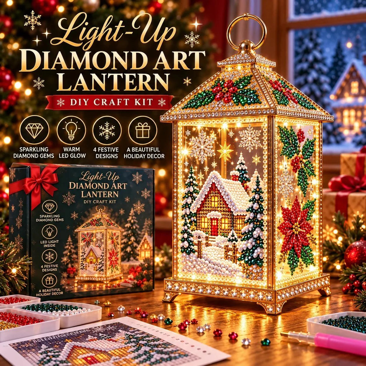 DIY Light-Up Diamond Art Lantern
