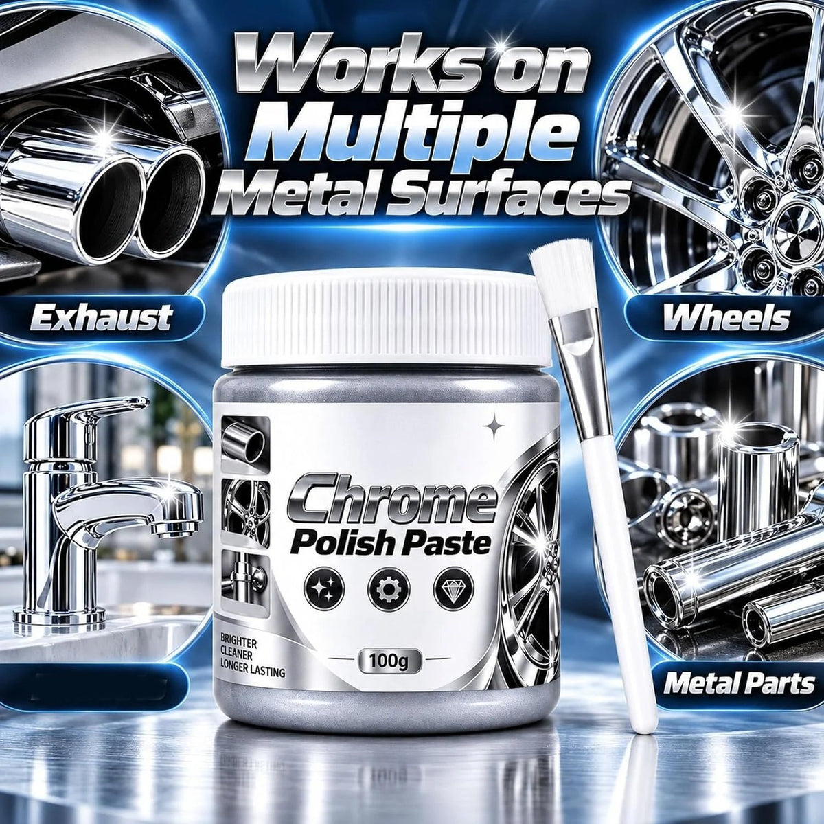 🔥Buy More Save More🔥Metal Chrome Polish & Restorer Paste with Brush