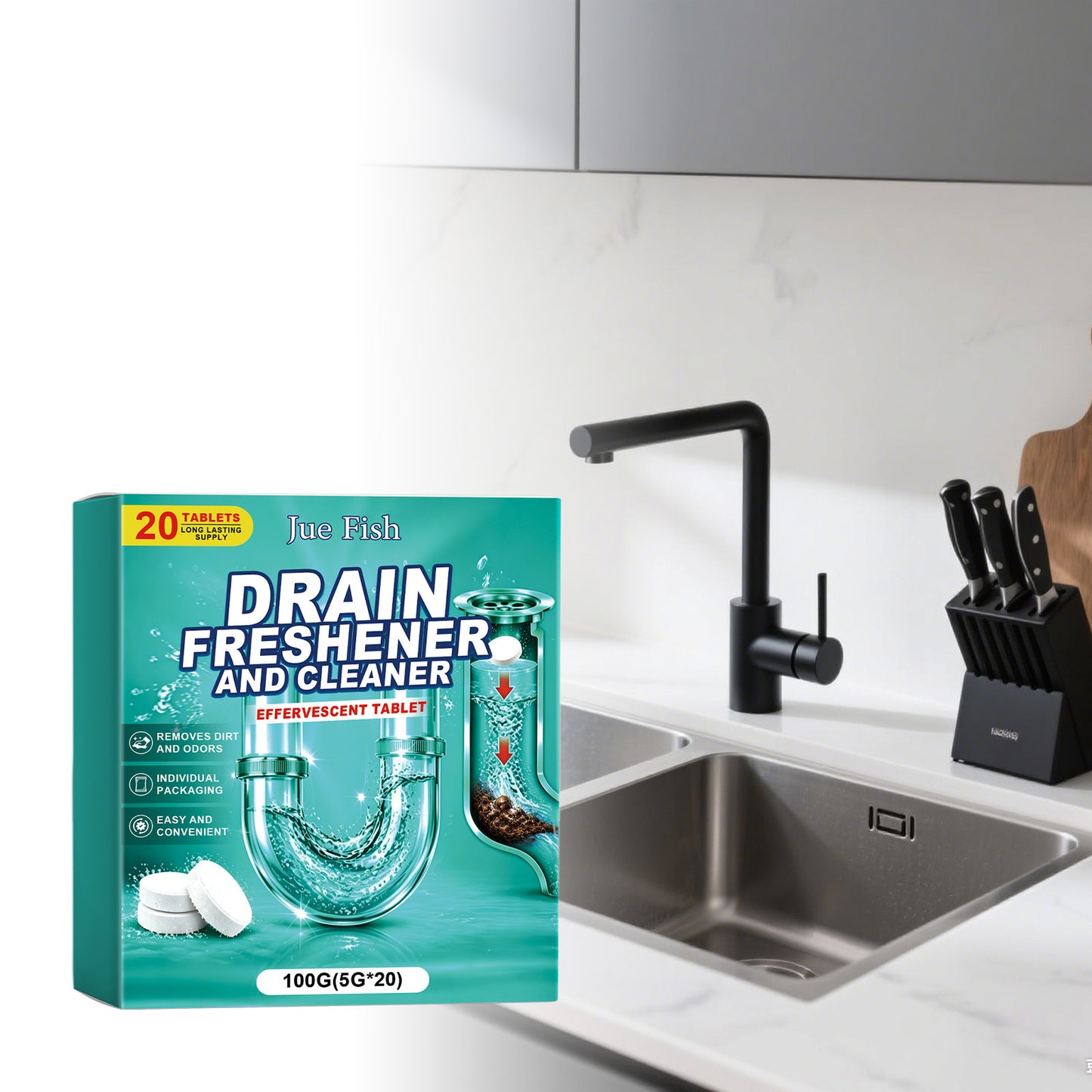 🔥Buy More Save More❤️Powerful Cleaning Effervescent Tablets for Pipe, Fast Dissolve Hair Grease Clogs