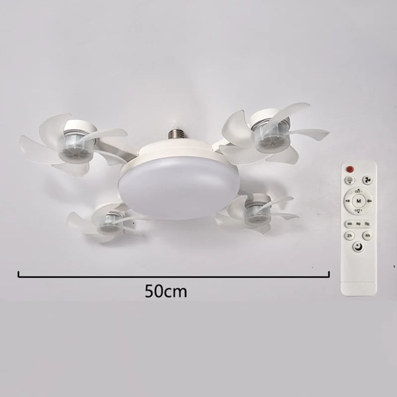2026 New E27 Socket Ceiling Fan Light - 2-in-1 Silent LED Fan with Remote Control, Energy-Saving Cooling & Lighting Combo for Home Bedroom Kitchen