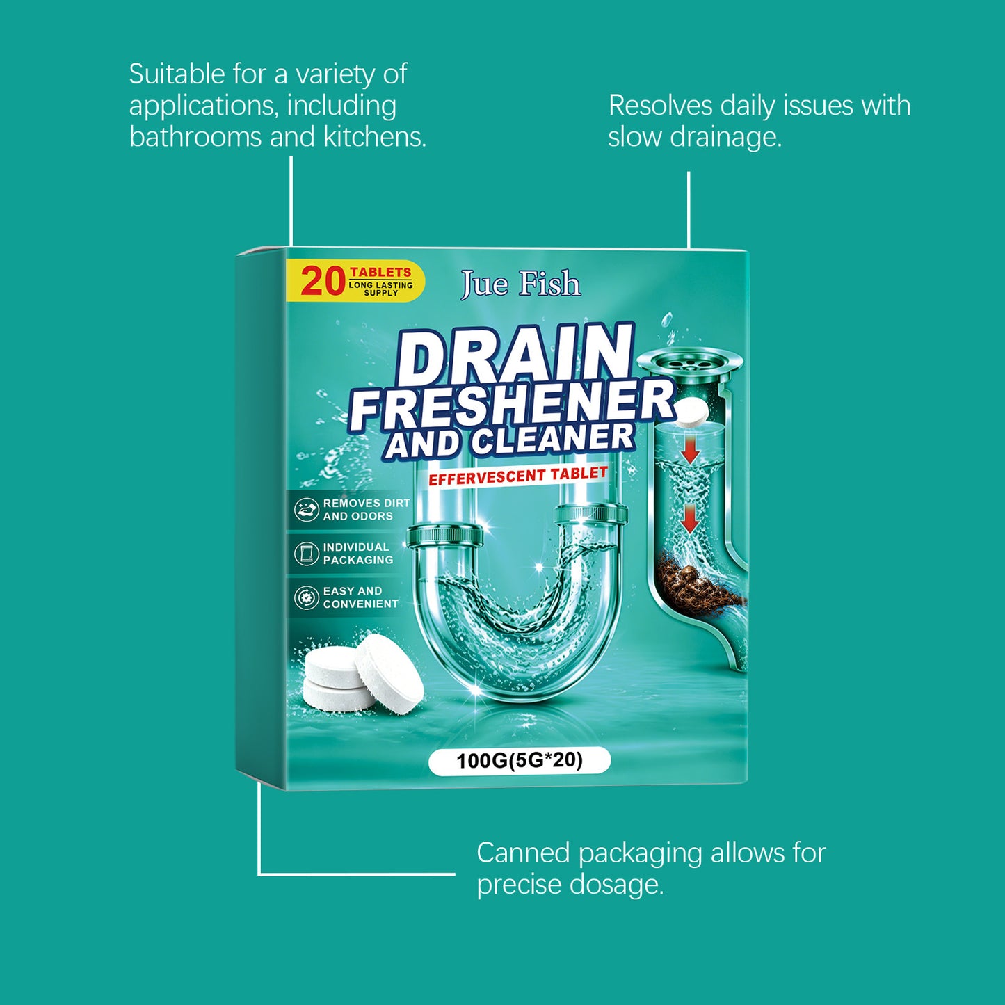 🔥Buy More Save More❤️Powerful Cleaning Effervescent Tablets for Pipe, Fast Dissolve Hair Grease Clogs
