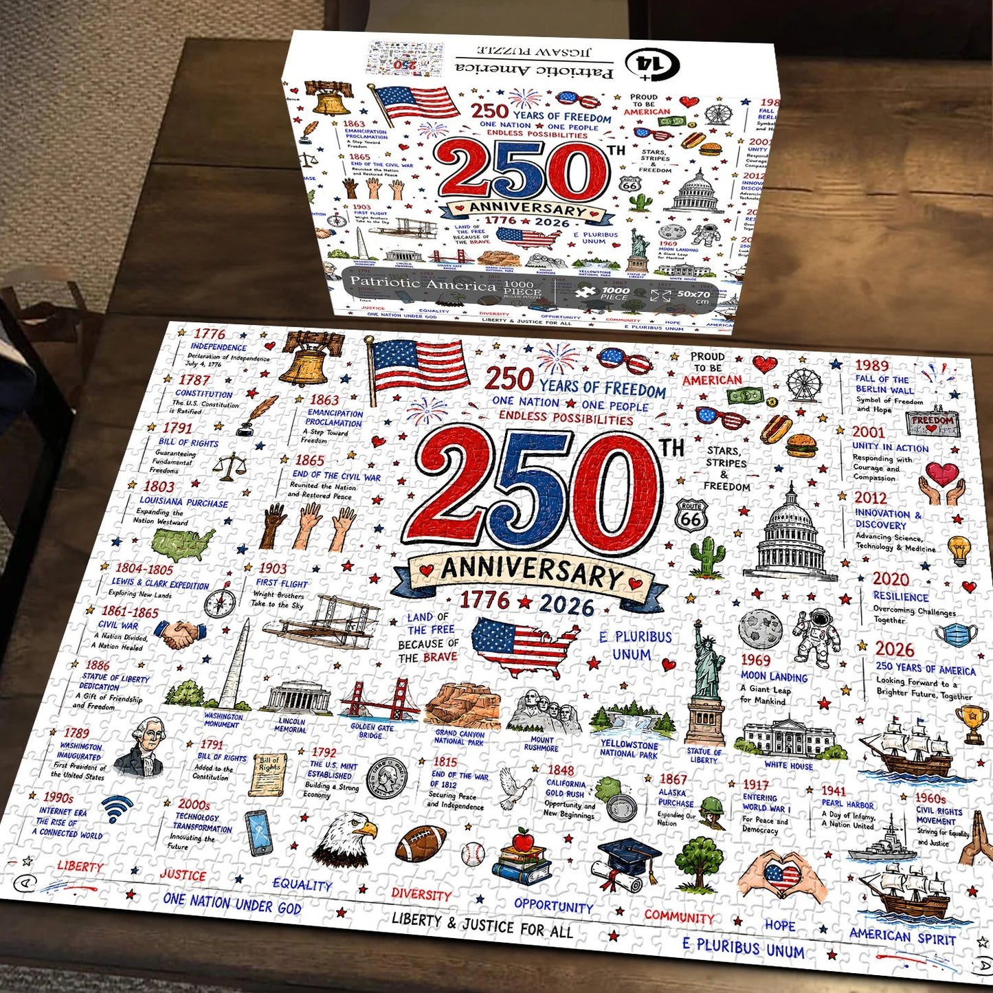 🧩 Patriotic America Jigsaw Puzzle 1000 Pieces 🎁Buy 2 Free Shipping