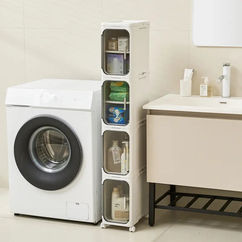 4-Tier Slim Plastic Storage Cabinet