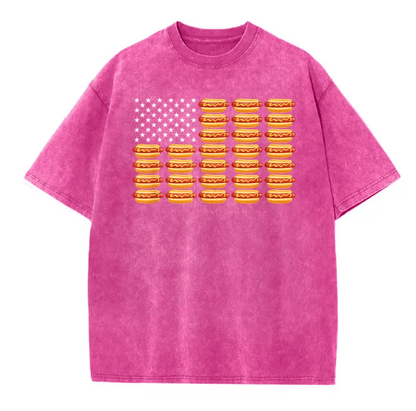 Hot Dog American Flag July 4th Patriotic Summer BBQ Funny T-Shirt