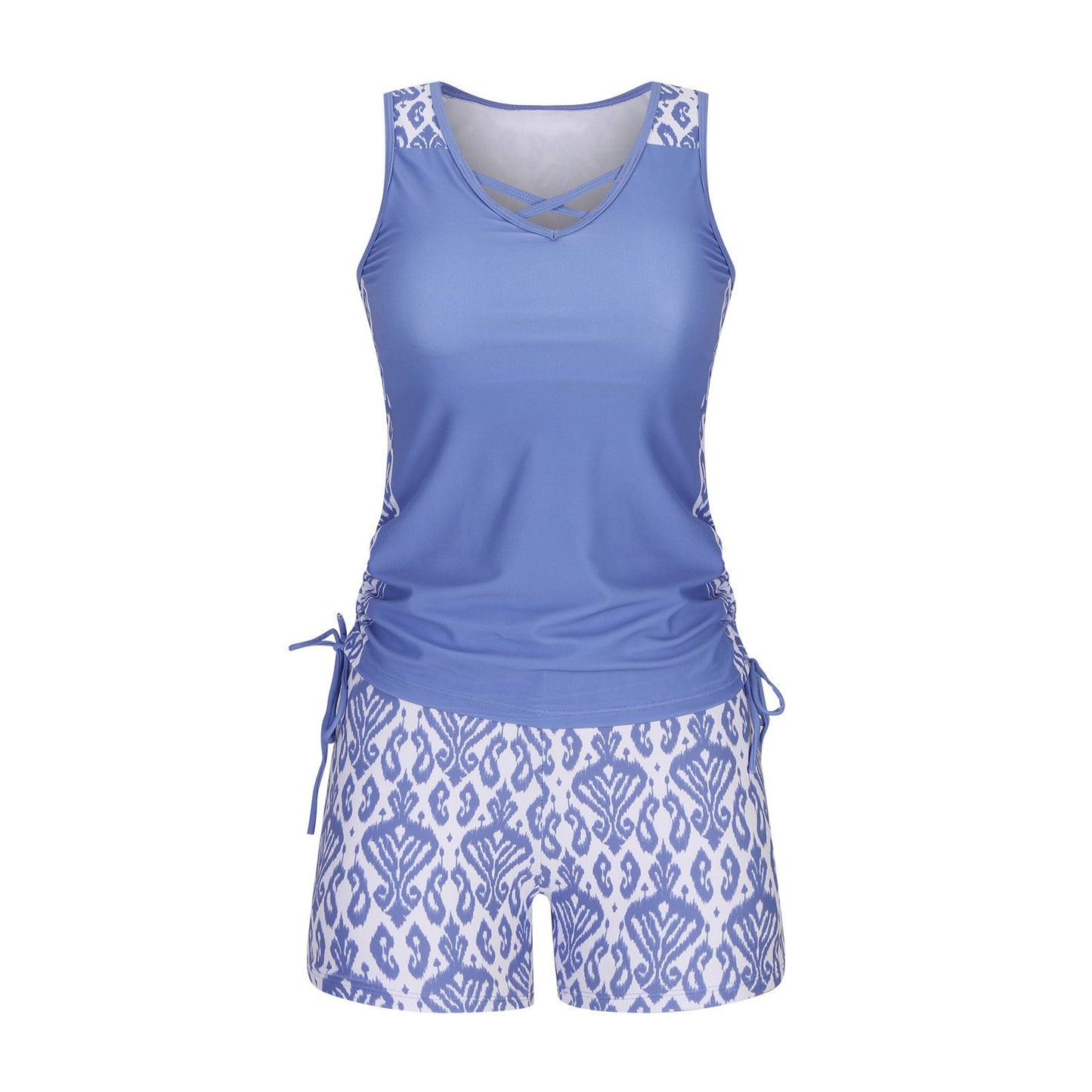 Women's Tummy Control Tankini Set with Built-In Bra – Flattering Boho Swimwear with Shorts💝