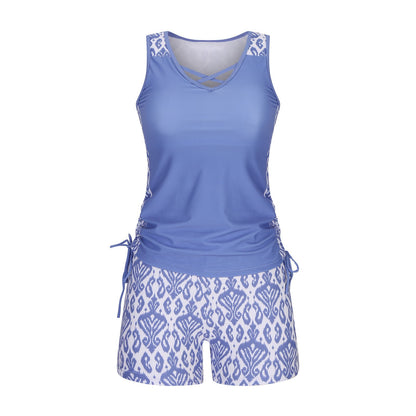 Women's Tummy Control Tankini Set with Built-In Bra – Flattering Boho Swimwear with Shorts💝