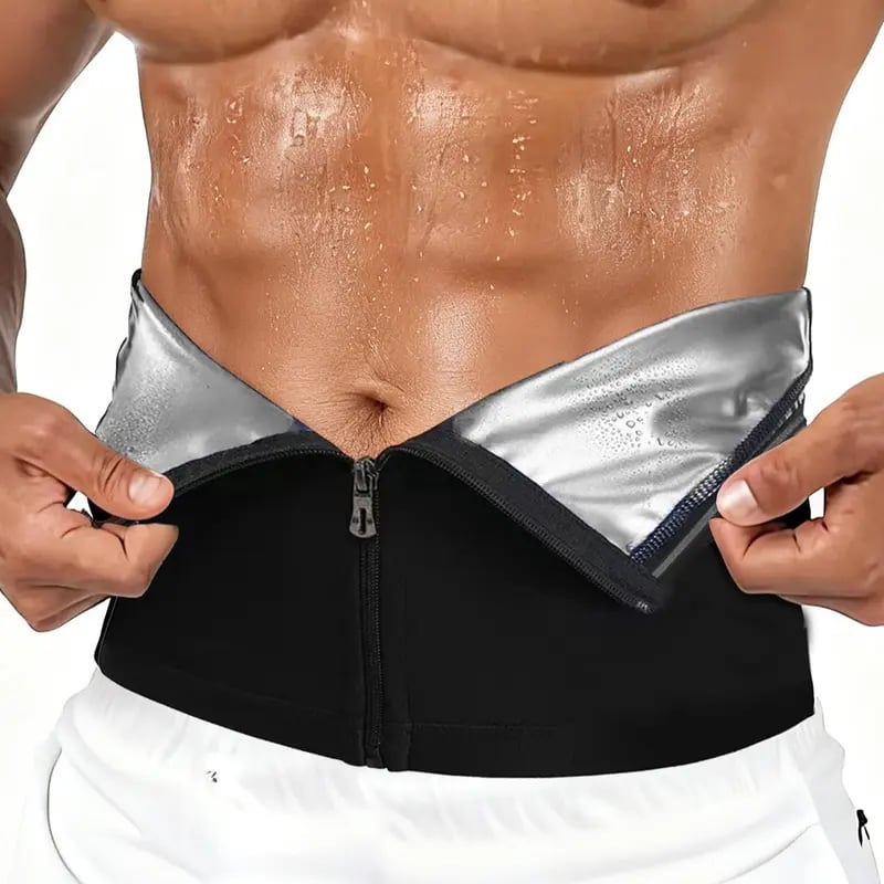 🔥 Men's Zipper Waist Trainer Sweat Belt with Sauna Technology