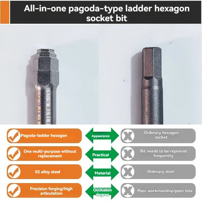 🔧 All-in-One Pagoda Hex Screwdriver Bit Set (6PCS)
