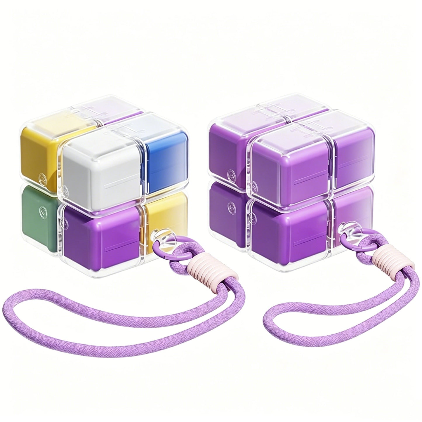 Magnetic Rubik Cube Pill Organizer Keychain
