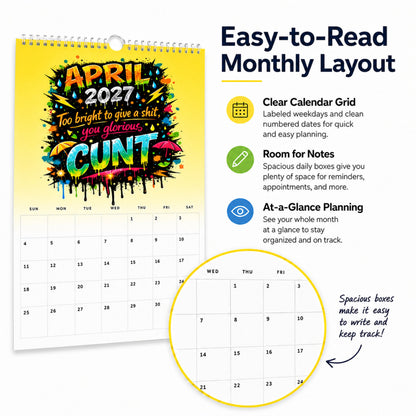 💥Early Bird Sale — 48% OFF🎁2027 Year of the Cunt Wall Calendar – Bold Graffiti Humor Calendar📆🌟