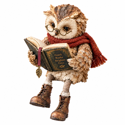 Reading Owl Figurine