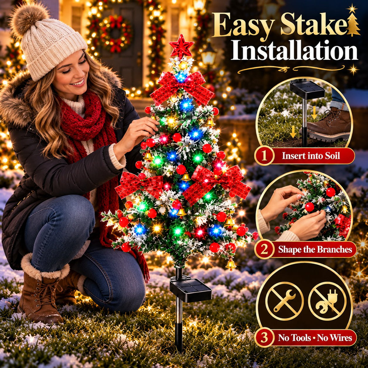 51% OFF 🔥 Solar Cedar Christmas Tree Lights | Festive Outdoor Holiday Decor