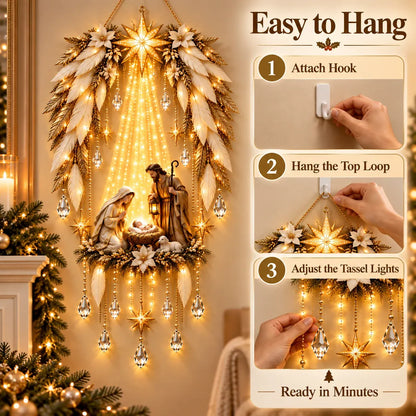 ✨👼 Heavenly Angel Wings Nativity Light✨ – Lighted Christmas Wall Decor