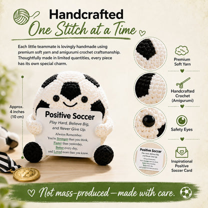 ⚽ Positive Soccer Buddy – Handmade Crochet Encouragement Gift 💚