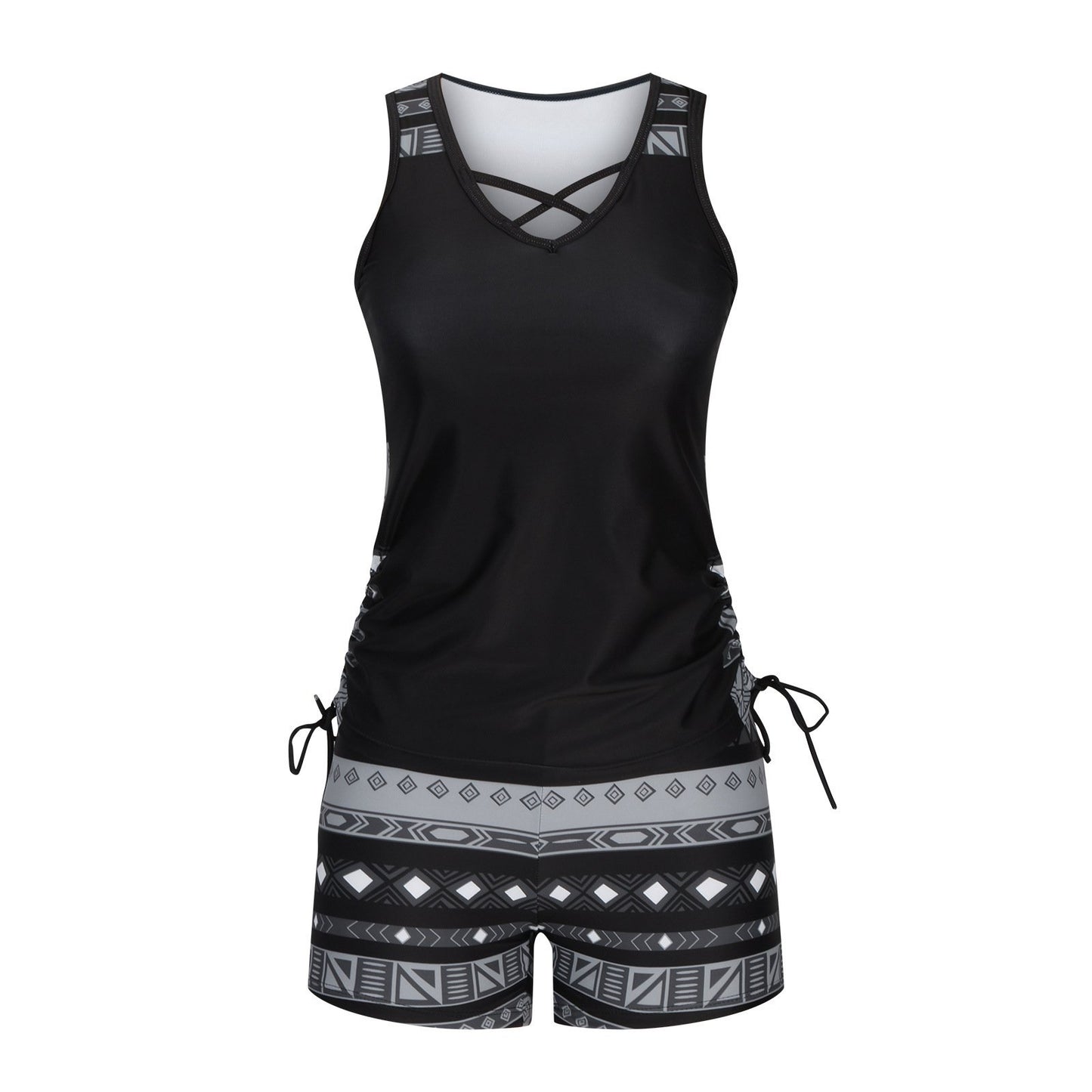 Women's Tummy Control Tankini Set with Built-In Bra – Flattering Boho Swimwear with Shorts💝