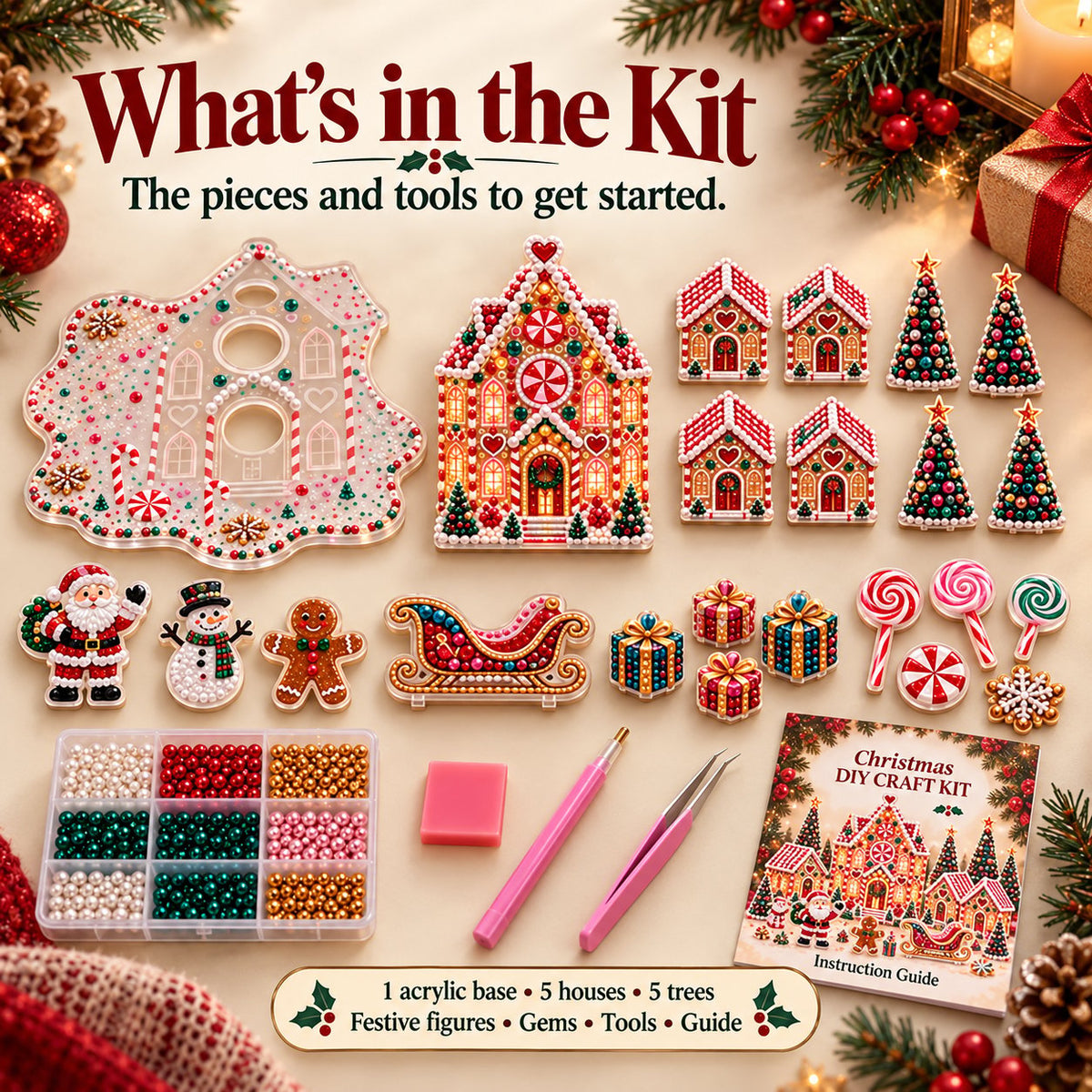 Magisches Weihnachtsdorf – DIY-Schmuckstein-Set für eine festliche Tischdekoration