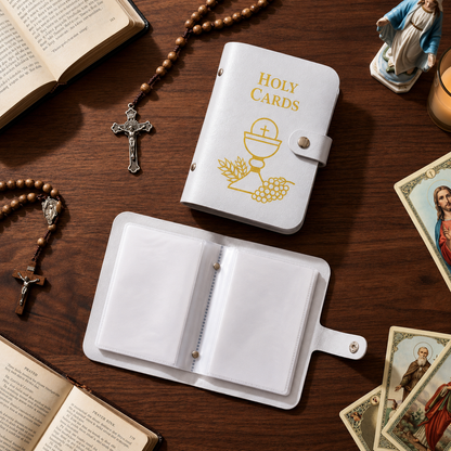 🙏 Genuine Leather Holy Card Holder – Compact Catholic Prayer Card Wallet for Church & Daily Prayer✝️