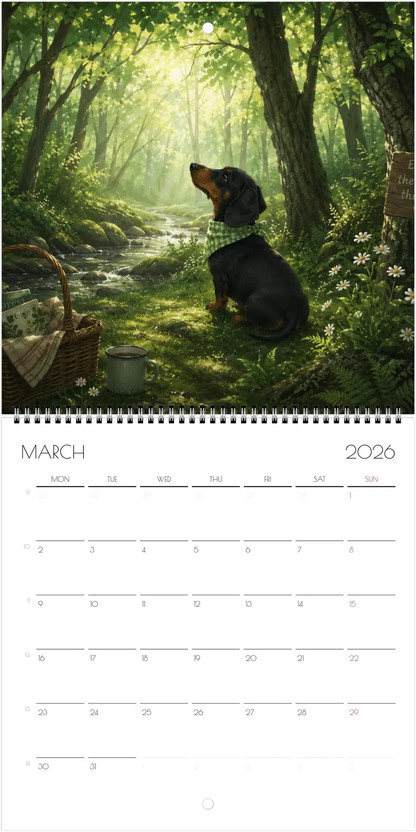2027 Doxie Doing Things Calendar, Funny Year Of 2027 Dachshund Calendar