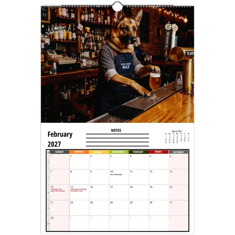 Funny German Shepherds Wall Calendar 2027