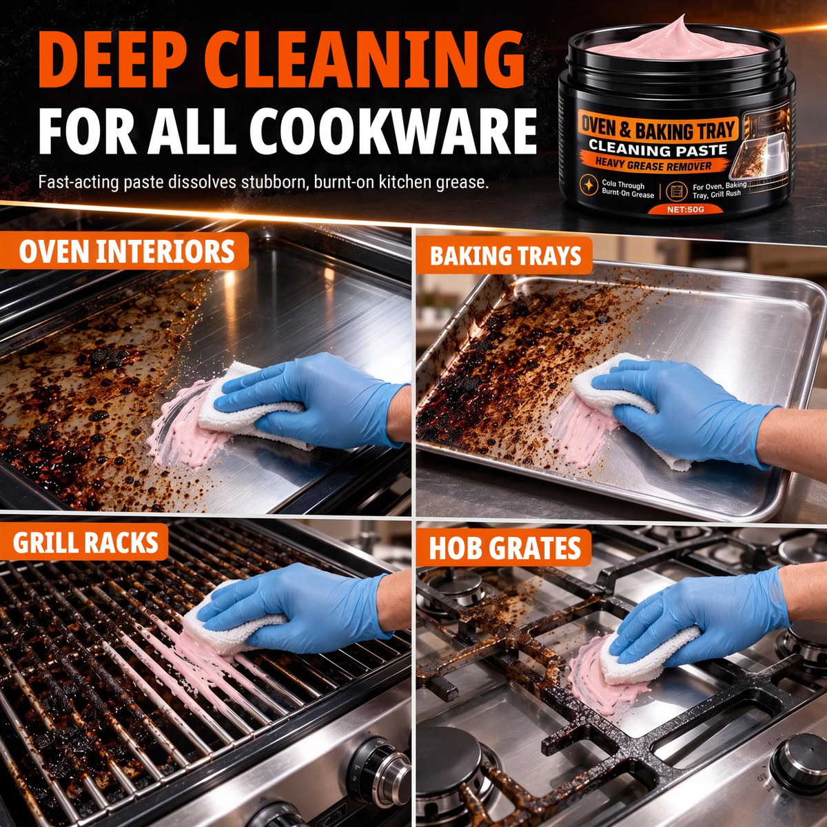 High-performance cleaning paste for grease and stubborn encrustations