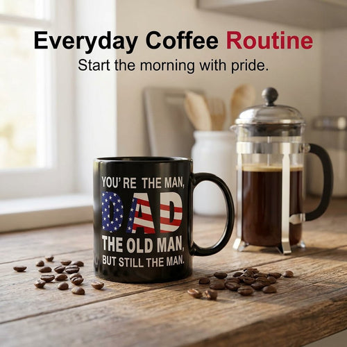 🔥[Father's Day Gift]Black mug with patriotic US flag design.