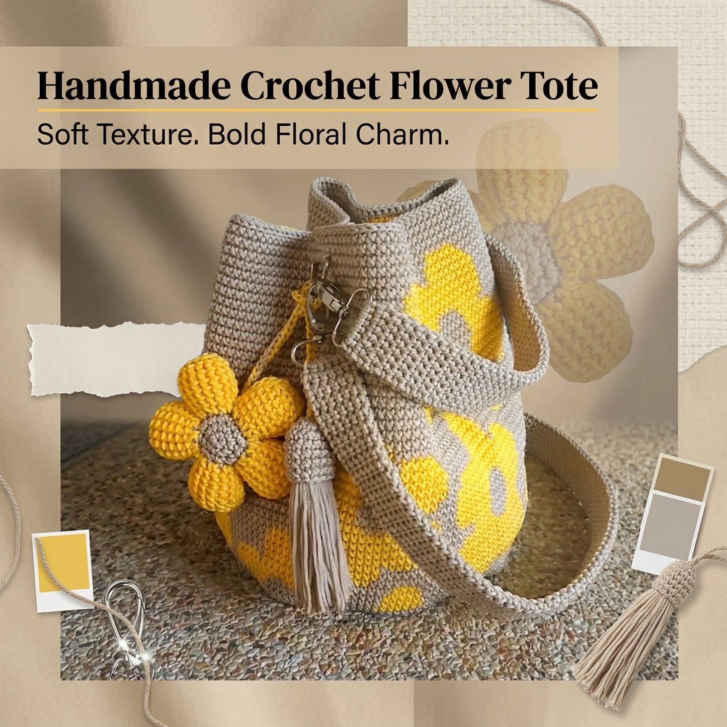 🧵🌸Handmade Crochet Flower Tote 🌼✨