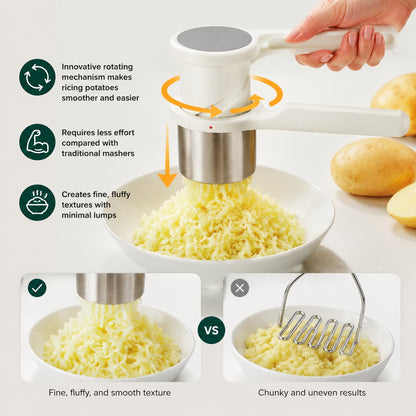 💖Hot 30% OFF🌹🥔 Potato Ricer Masher – Twist-Action Stainless Steel Vegetable Puree Tool