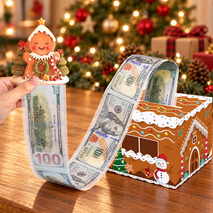 🔥LAST DAY 50% OFF - 💵🎄 Christmas Money Pull Surprise Box 50 Fillable Pockets for Cash, Treats, Notes & More 🎁