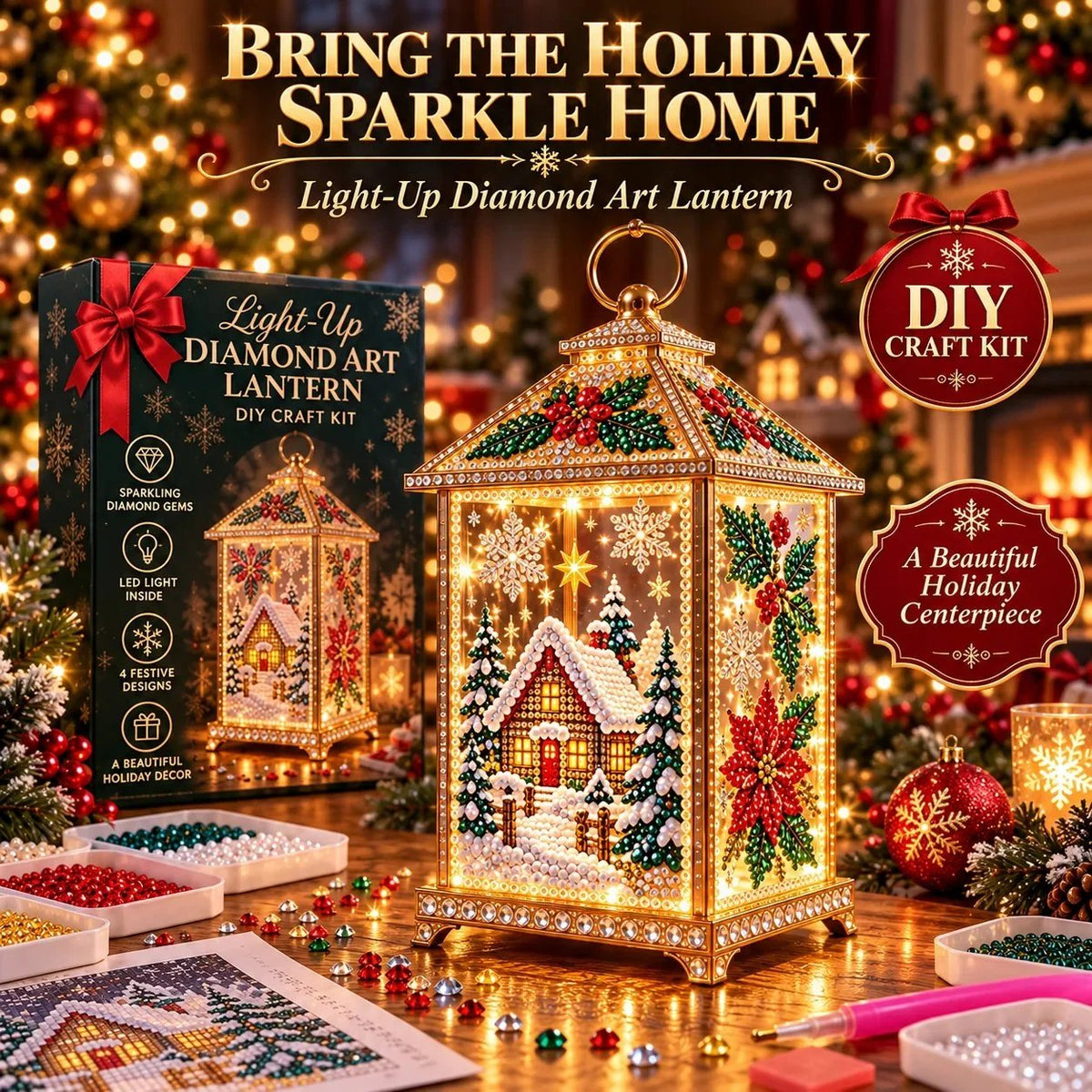 DIY Light-Up Diamond Art Lantern