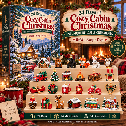🎄 24 Days of Cozy Cabin Christmas – Mini Toy Ornament Advent Calendar