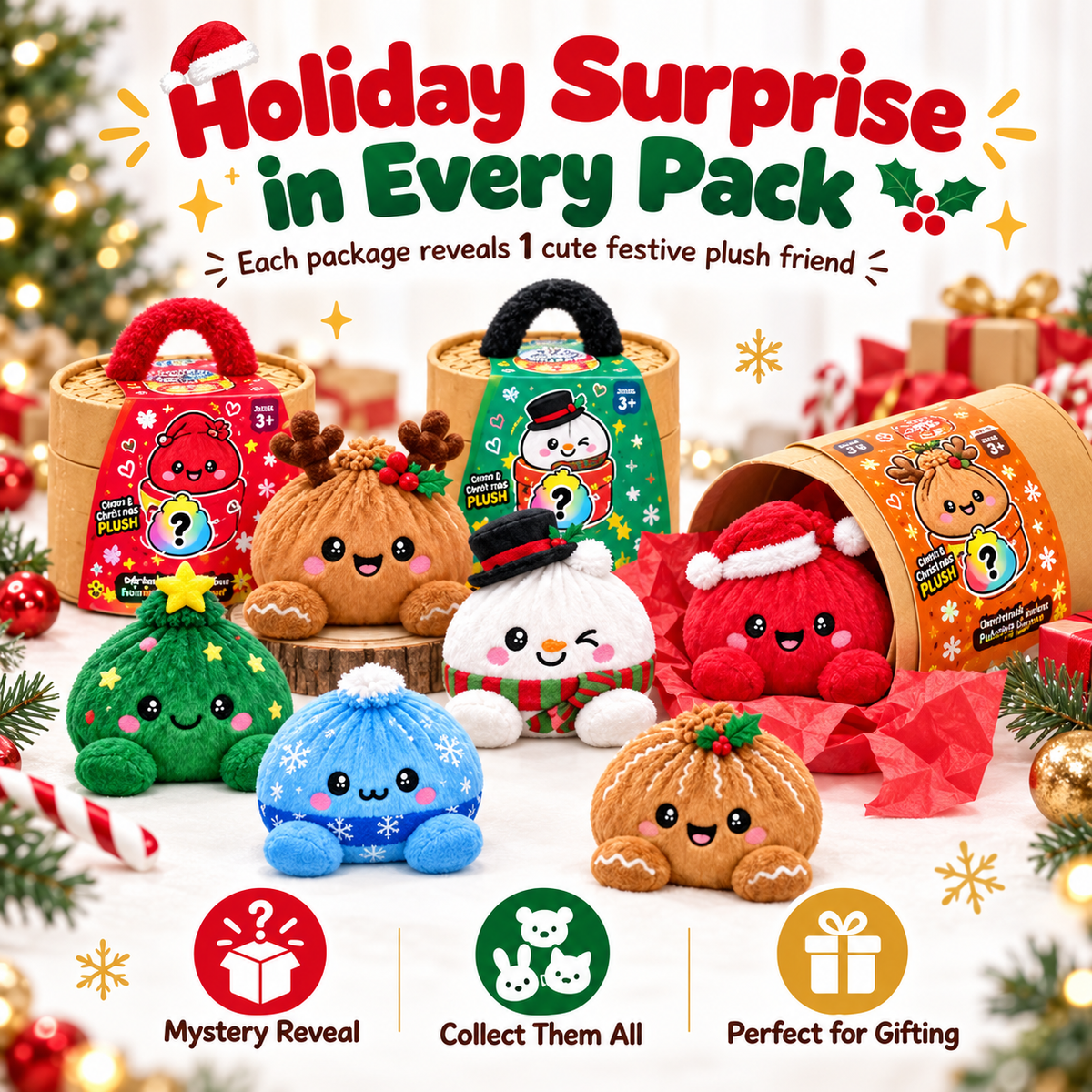 🎄 Christmas Bao Plush Collection – 10 Festive Characters | Choose Your Favorite