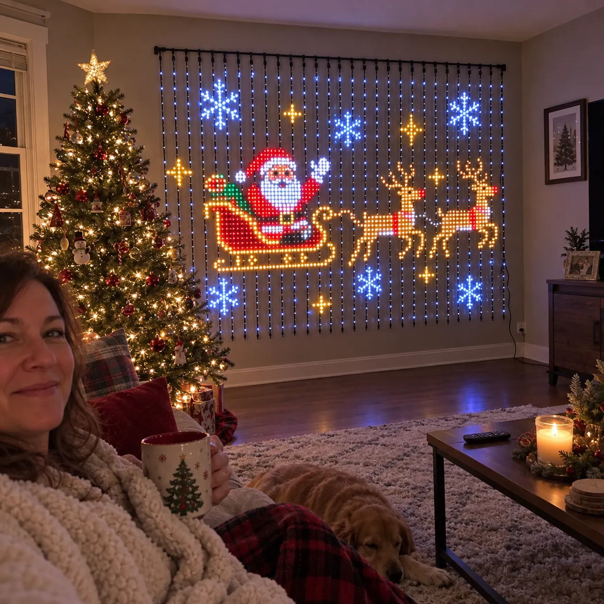 🔥🎄 Smart LED Curtain Lights | App-Controlled Animated Christmas Wall Display ✨