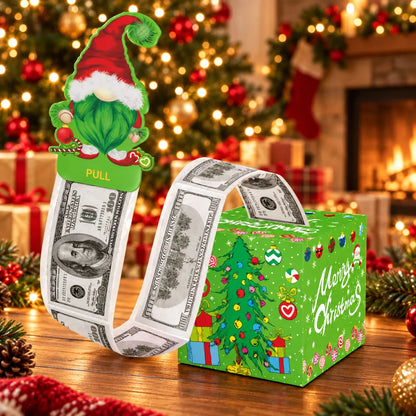 🔥LAST DAY 50% OFF - 💵🎄 Christmas Money Pull Surprise Box 50 Fillable Pockets for Cash, Treats, Notes & More 🎁