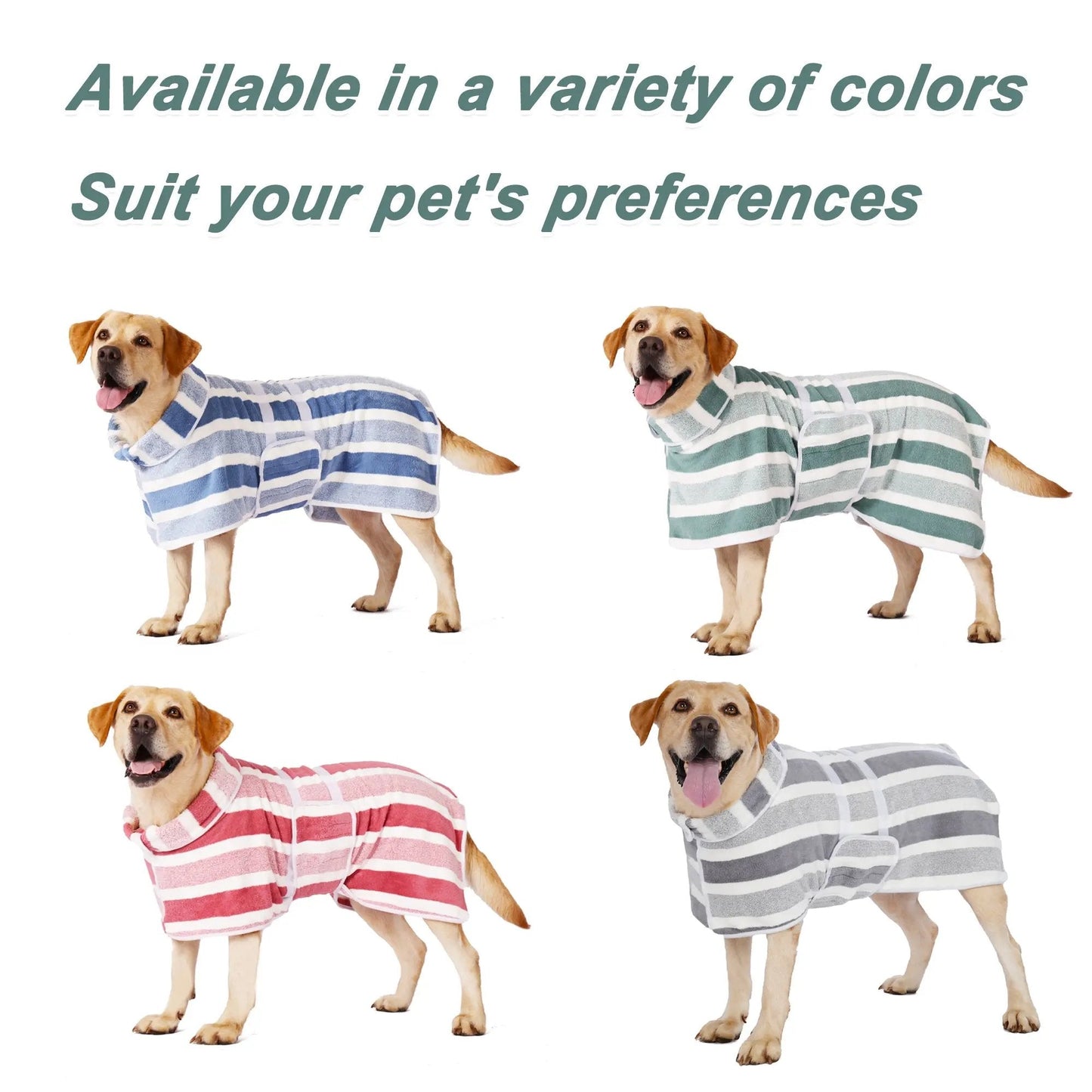 🐶The Ultimate Quick-Dry Dog Bathrobe | Ultra-Absorbent & Stylish Striped Spa Wrap