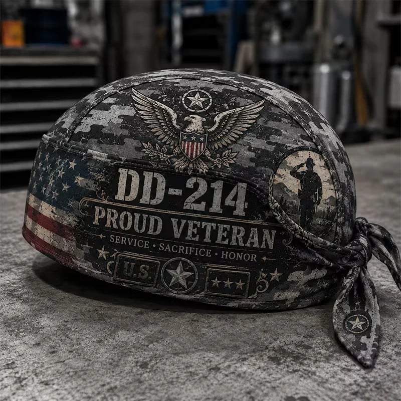 Veteran DD-214 Camouflage Print Cycling Pirate Hat / Biker Headwrap