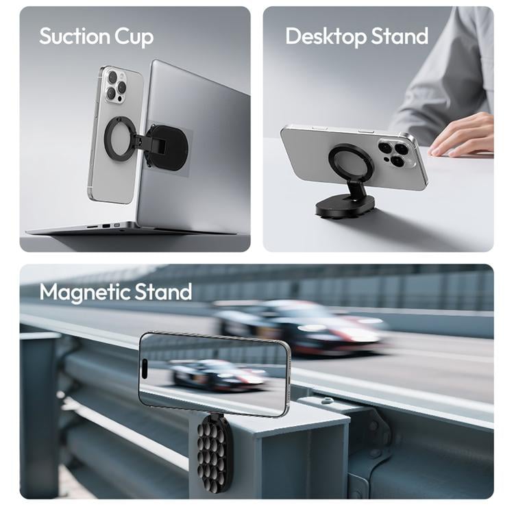 📱3-in-1 Magnetic Phone Mount | 18 Suction Cups, 360° Rotation, Desktop & Wall Holder for iPhone 17/16/15/14