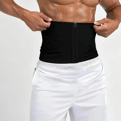 🔥 Men's Zipper Waist Trainer Sweat Belt with Sauna Technology