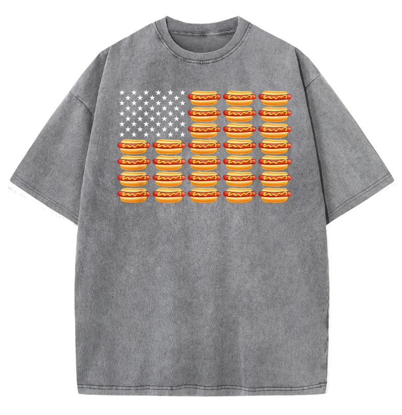Hot Dog American Flag July 4th Patriotic Summer BBQ Funny T-Shirt